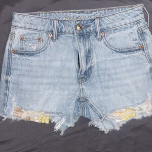 American Eagle Outfitters Distressed Light Blue Jean Shorts